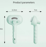 Measurement chart of a cleaning brush with dimensions on a light green background